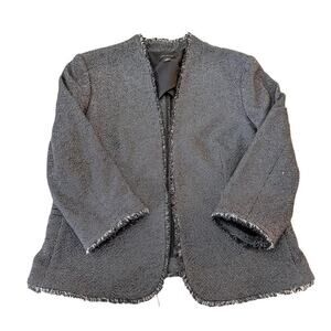 Ann Taylor Fringed Hem Open Tweed Blazer NWOT SZ12
